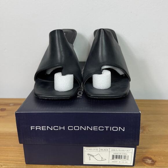 New French Connection Black Kelly Toe Loop High Heel Sandals Women's Size 8.5 - Picture 3 of 8